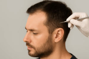 Greffe de cheveux dans la zone temporale