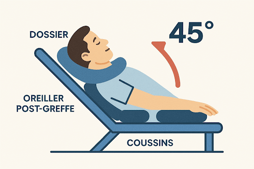 La semi-assise confortable | comment dormir après une greffe de cheveux