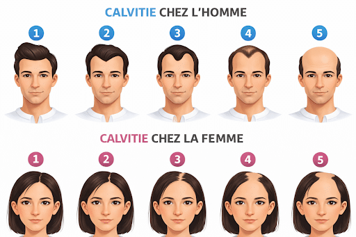 Les différents types de Calvitie